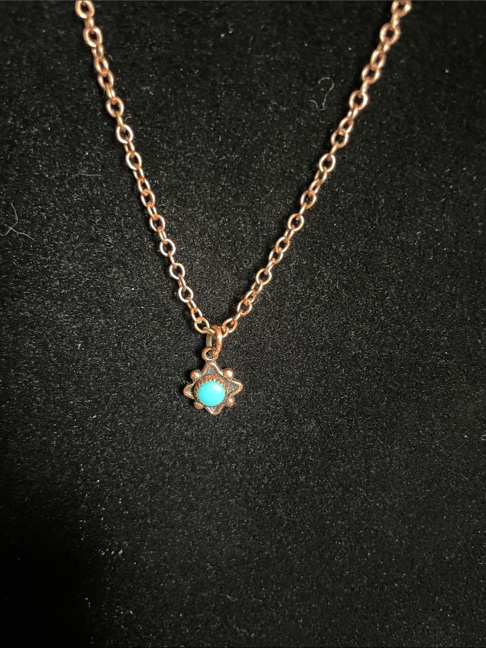 Copper Turquoise Star Pendant Necklace 8/21/6